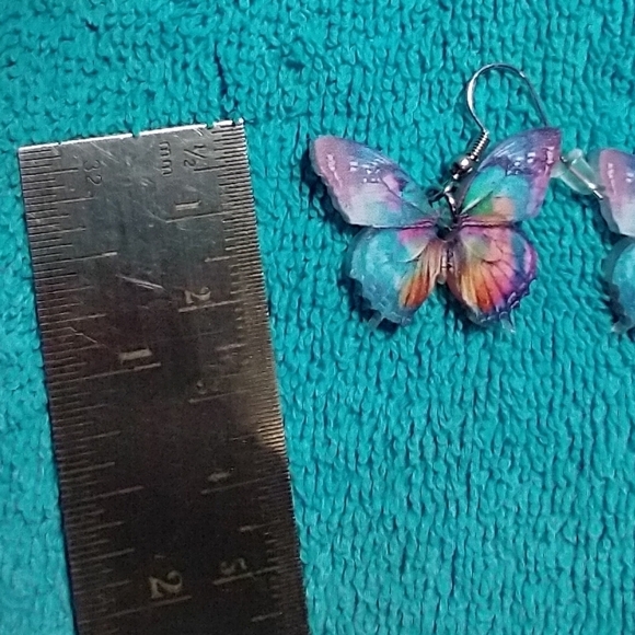 Colorful butterfly wire earrings - Picture 2 of 4
